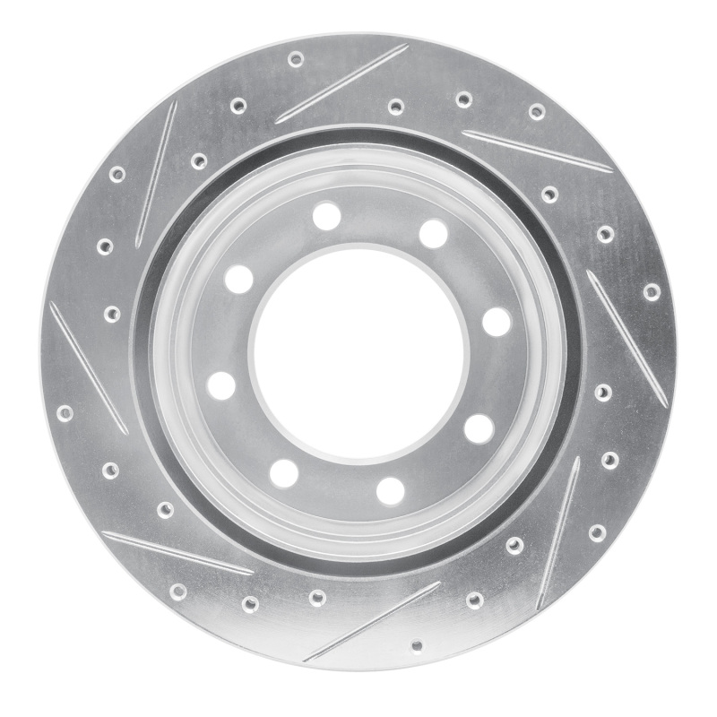 Chevrolet Silverado 3500 HD Brake Rotor (1) - Rear Right - R1 Concepts - Drilled & Slotted - Silver - `01-`10